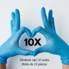 10x nitril poedervrije handschoenen Safe Light, blauw, maat S, doos van 100 stuks – Image 2