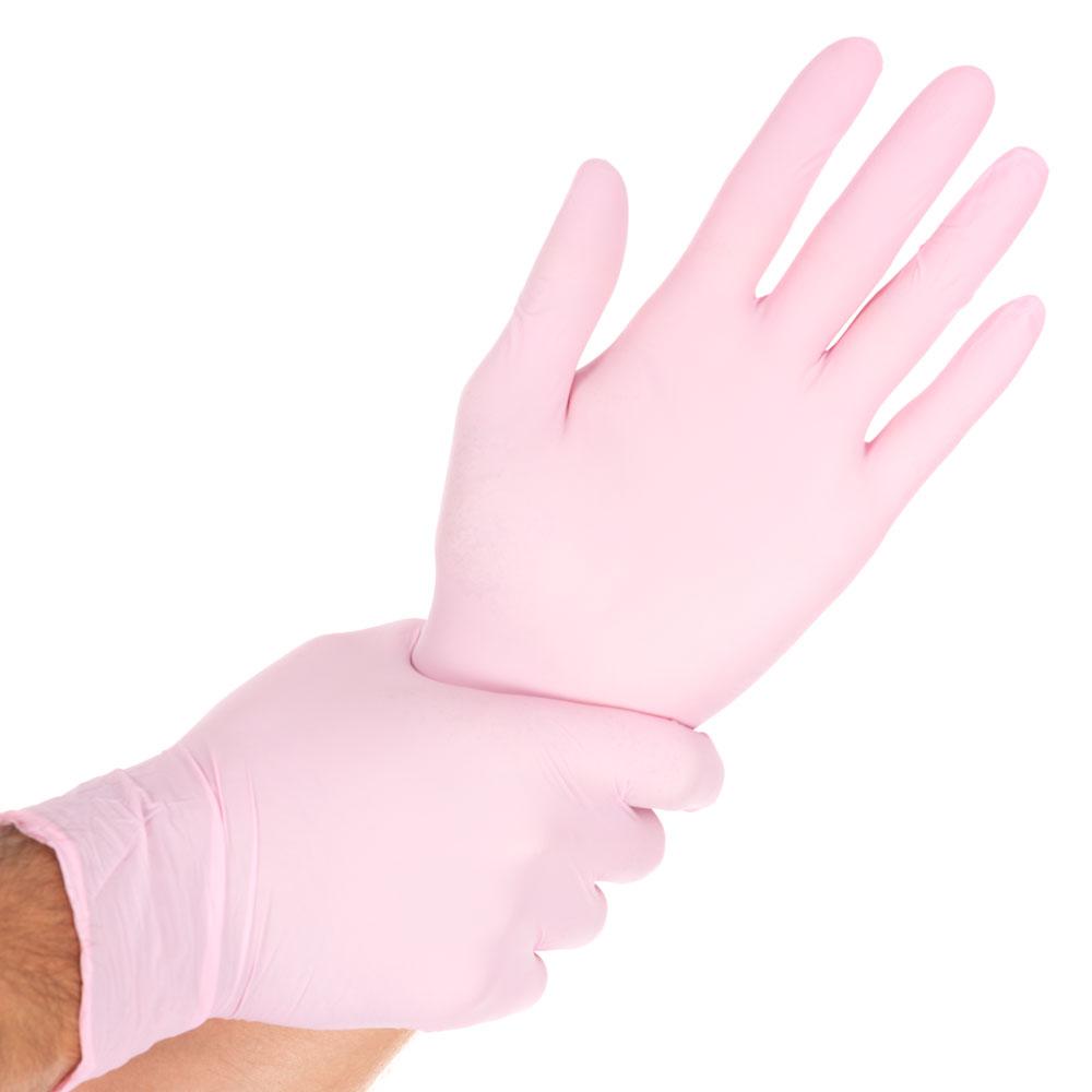 Nitril poedervrije handschoenen Safe Light, roze, maat XS, doos van 100 stuks