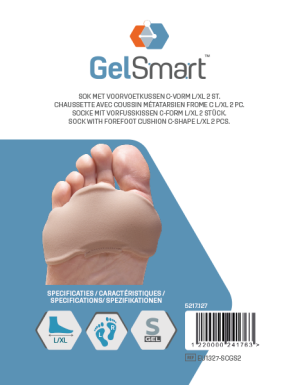 GelSmart Chaussette avec Coussin Métatarsien Forme-C - Small/Medium, 1 paire