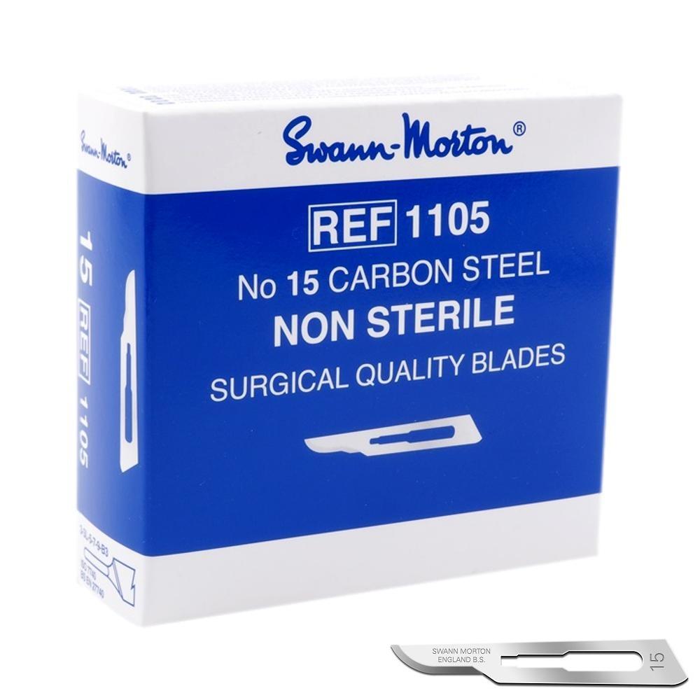 3x Swann Morton scalpelmesjes blauw, nr. 15