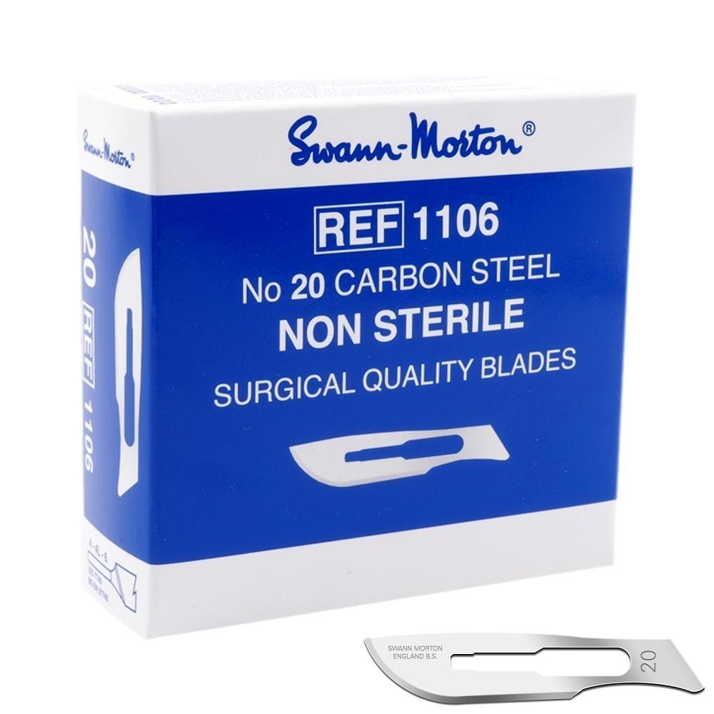 3x Swann Morton scalpelmesjes blauw, nr. 20