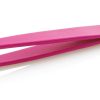Stainless steel eyebrow tweezers slanted tip pink – Image 2