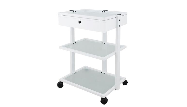 Rolmeubel Vocance Luxe glas met 3 schappen en 1 lade