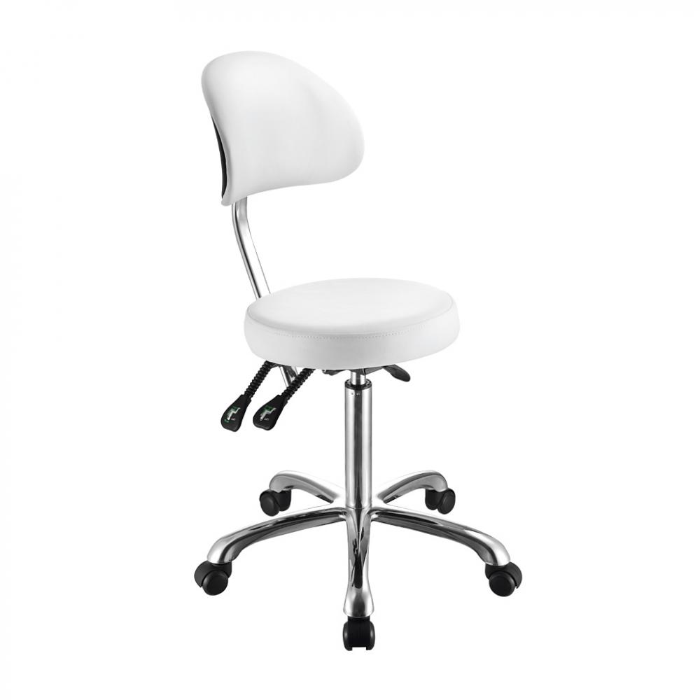 Alissas tabouret ronde avec dossier inclinable, blanc