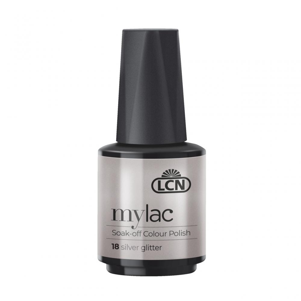 LCN Mylac Soak-Off Colour Polish "Silver Glitter", 10ml