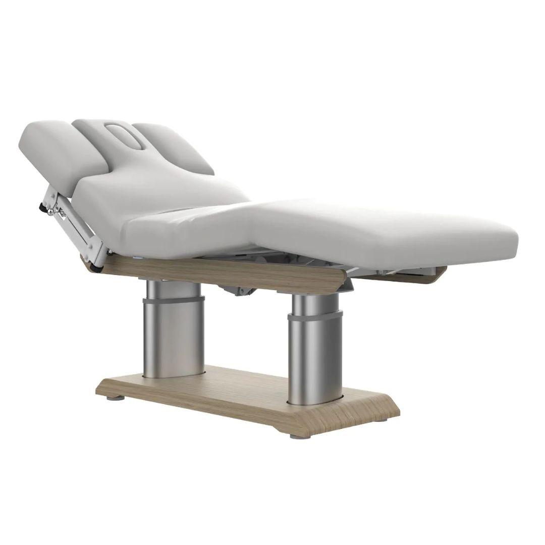 Massagebank Santori Oval met wood finish, verwarming en wegdraaiende armdelen