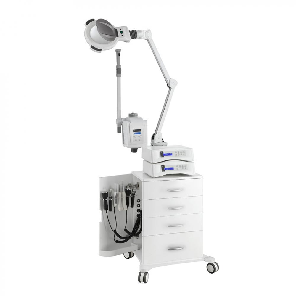 Apparatenmeubel met ladenblok, loeplamp en vapo