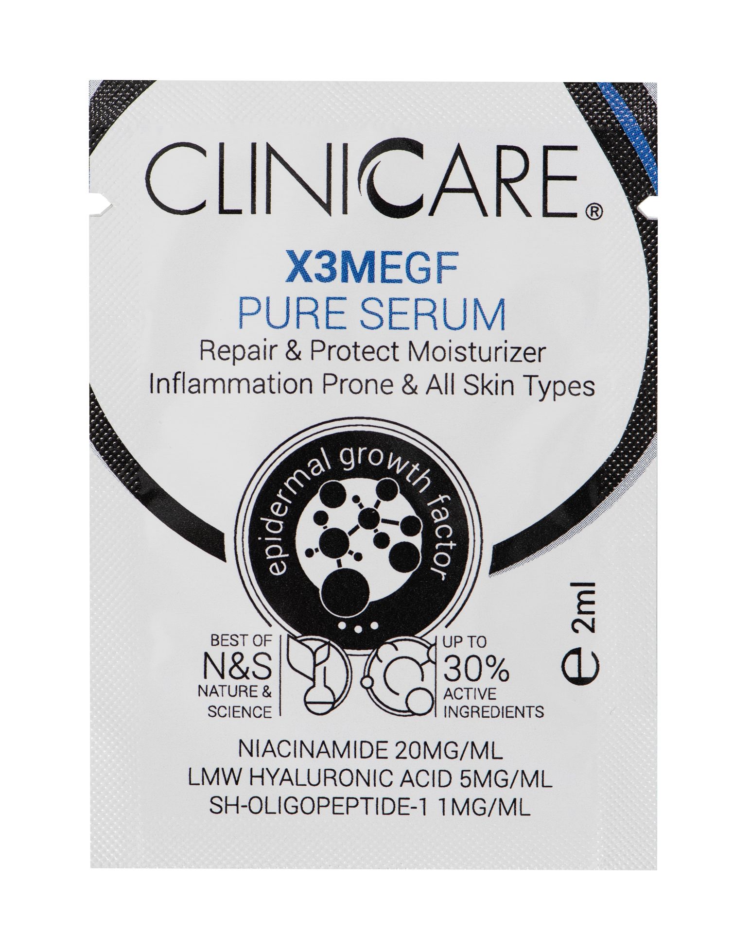 CLINICCARE X3M EGF Pure Serum Moisturizer, 2ml sachet – Image 2