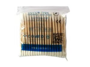 Wattenstaafjes in hout 7,5cm, 10mm katoenen punt, per 100 stuks