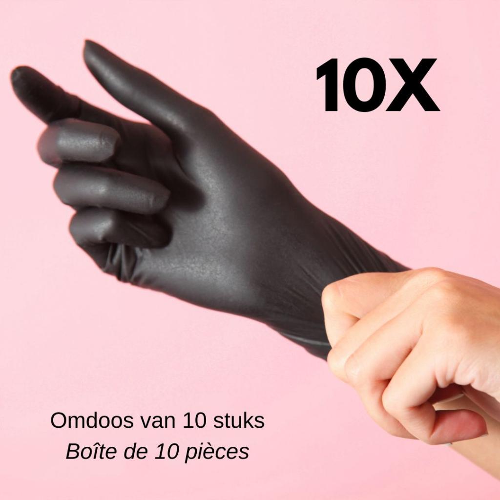 10x Eco-Soft nitril poedervrije handschoenen, 100 stuks, zwart
