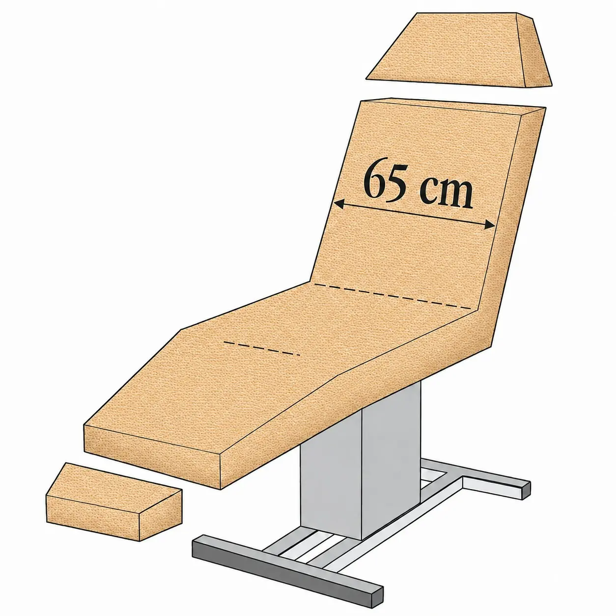 3-delige hoesset voor stoelen 130-165 cm x 40-65 cm (hoes stoel (hoofd, stoel, beendeel) 3244001, hoes armleuningen en spanners), beige
